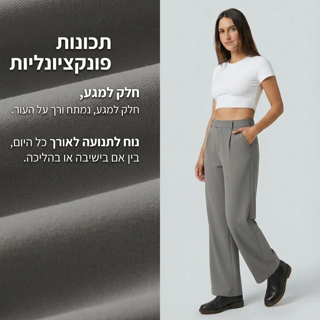 מכנסי נוחות מחמיאים עם מותן גבוה - צבעים חדשים