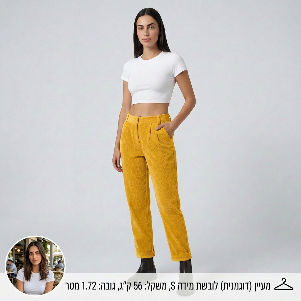 מכנס קורדרוי נוח ואלגנטי עם מותן בינונית