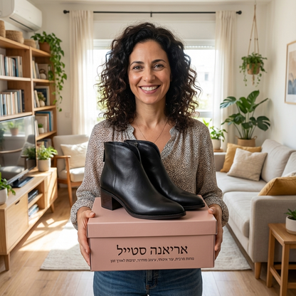 מגפיים יוקרתיים עם עקב נמוך