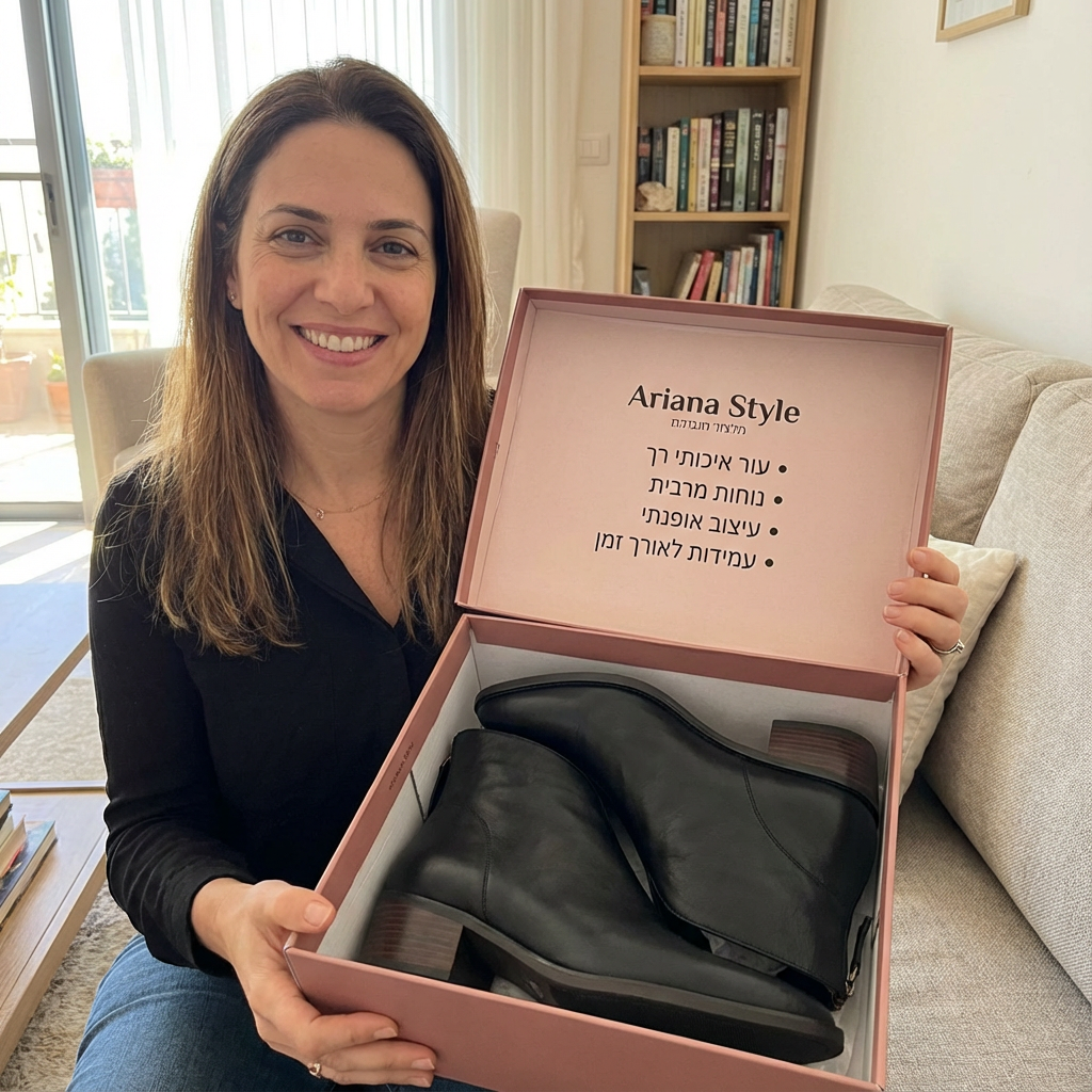 מגפיים יוקרתיים עם עקב נמוך