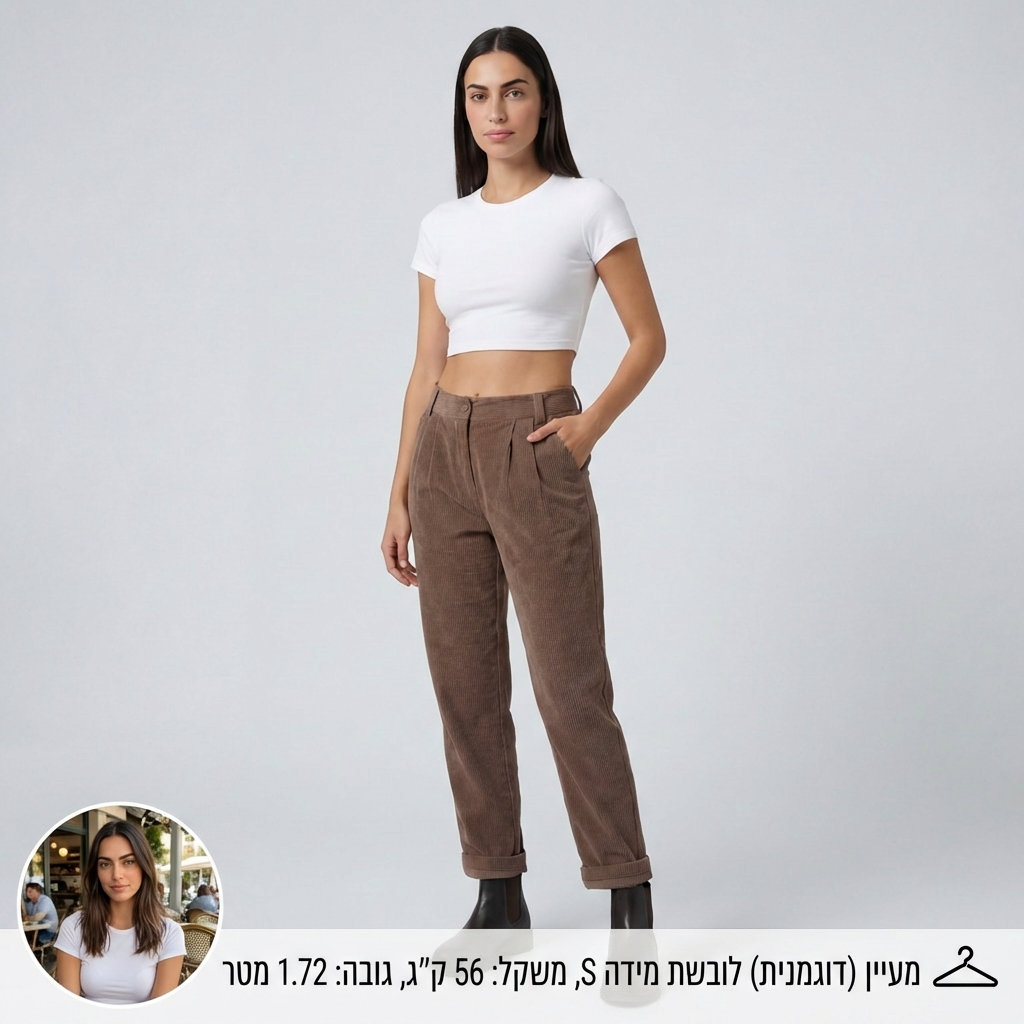 מכנס קורדרוי נוח ואלגנטי עם מותן בינונית