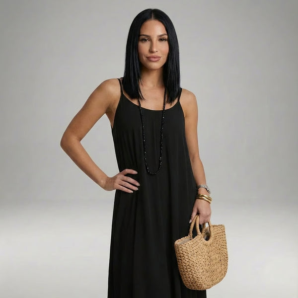 שמלת קאמי לנשים בצבע אחיד עם גב חשוף